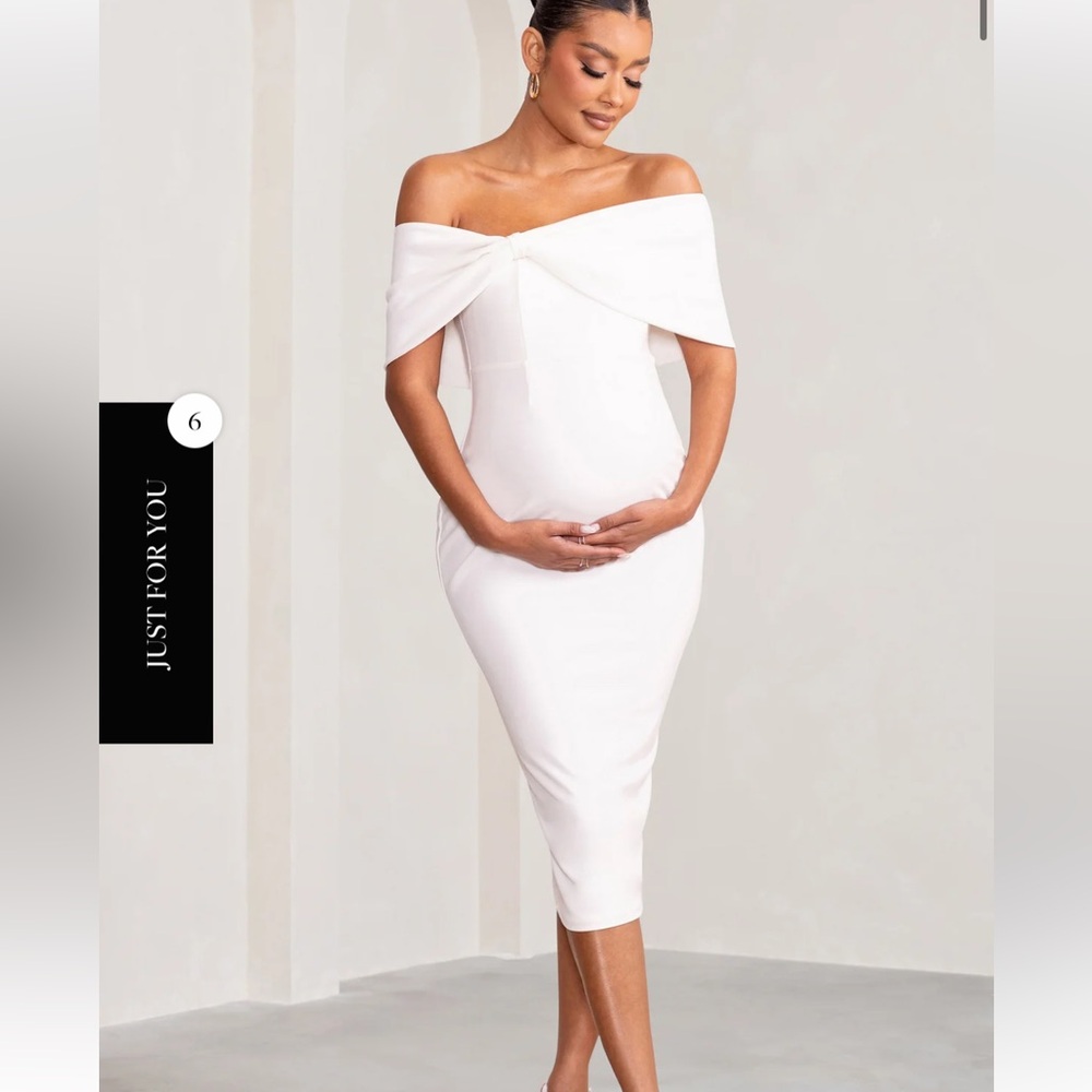Club L London Off-Shoulder White Midi Dress